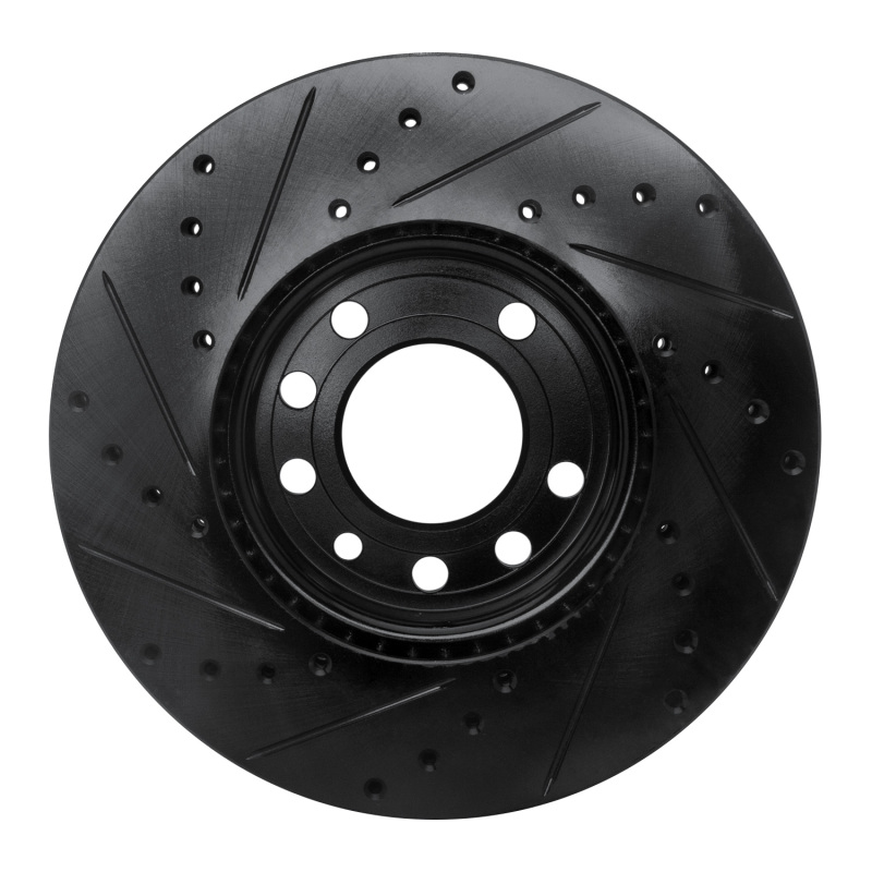Cadillac BLS Brake Rotor (1) - Front Right - R1 Concepts - Drilled & Slotted - Black - `03-`11